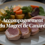 Accompagnement du magret de canard en assiette élégante