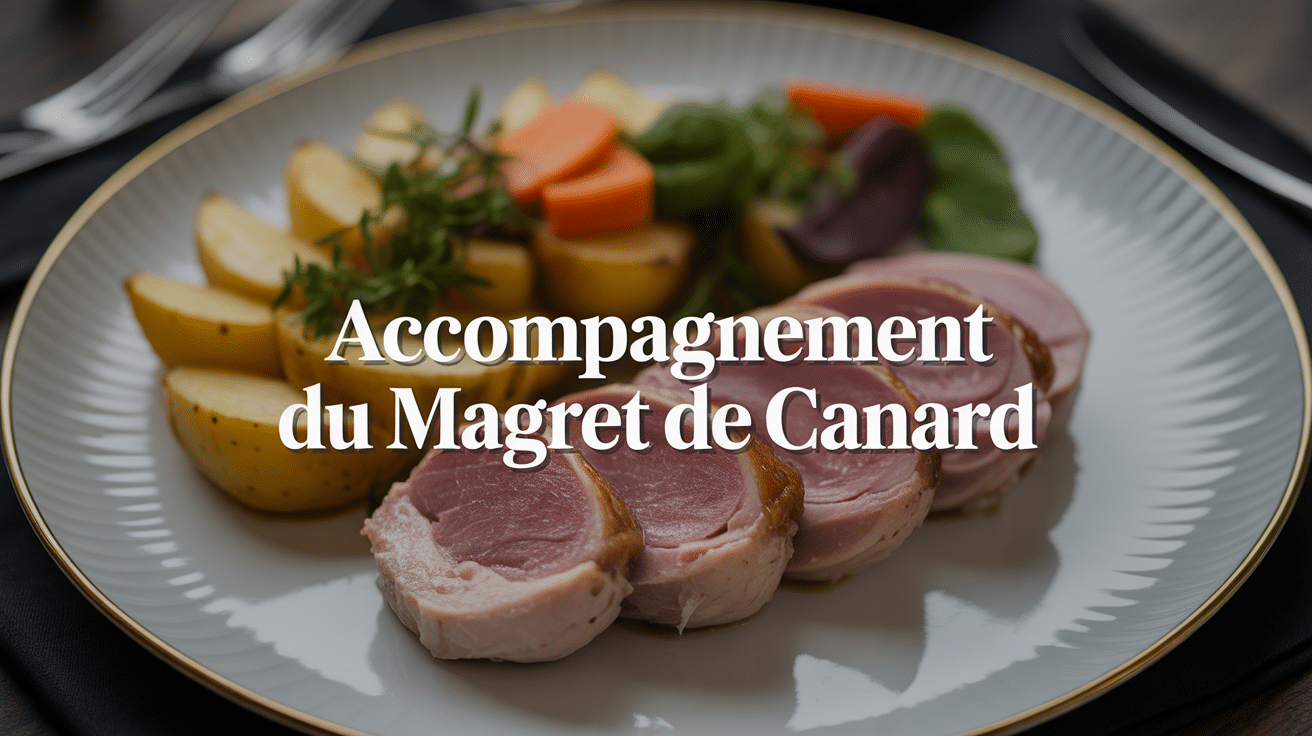 Accompagnement du magret de canard en assiette élégante