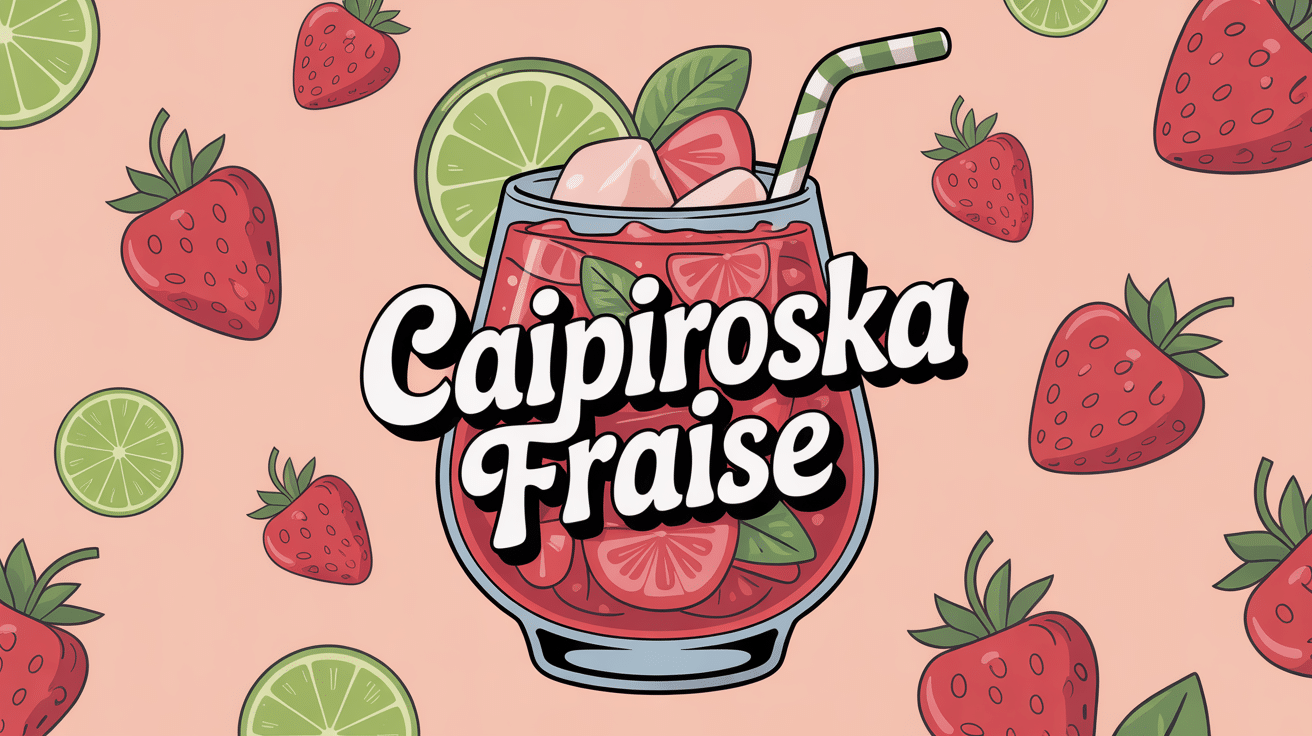 verre caipiroska fraise rouge avec fruits et citron