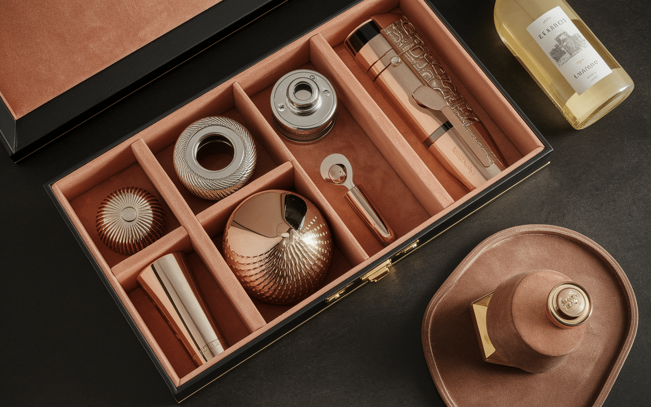 coffret tire bouchon ouvert vue accessoires luxe