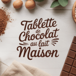 faire une tablette de chocolat au lait maison sur bois avec ingrédients