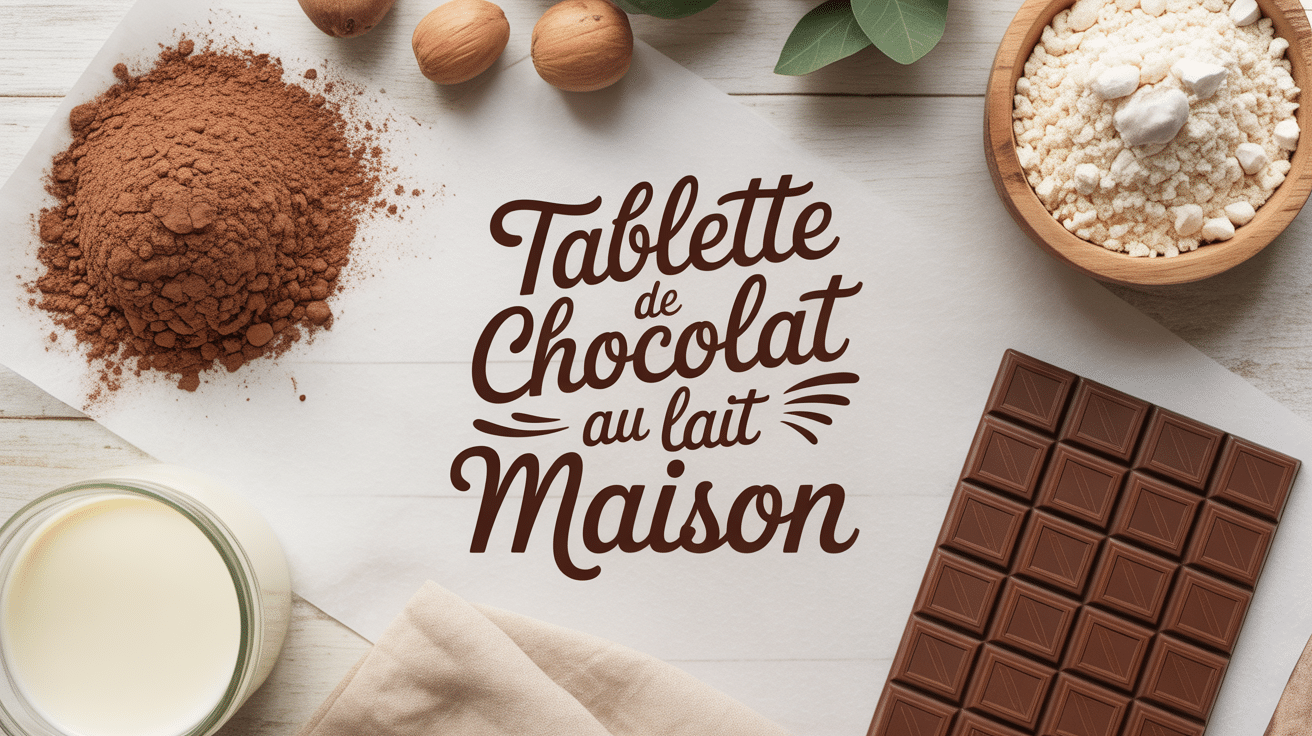 faire une tablette de chocolat au lait maison sur bois avec ingrédients