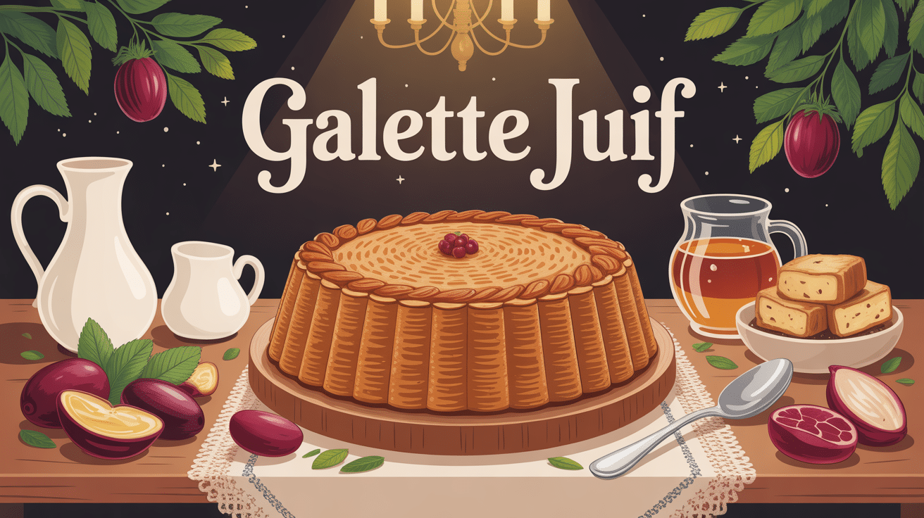 galette juif sur table bois chandelier nappe brodée