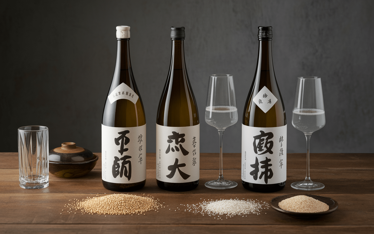 Styles de cuvées Heaven Sake bouteilles et verres sake