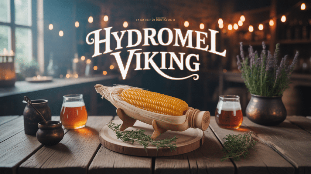 corne à boire hydromel viking sur table médiévale