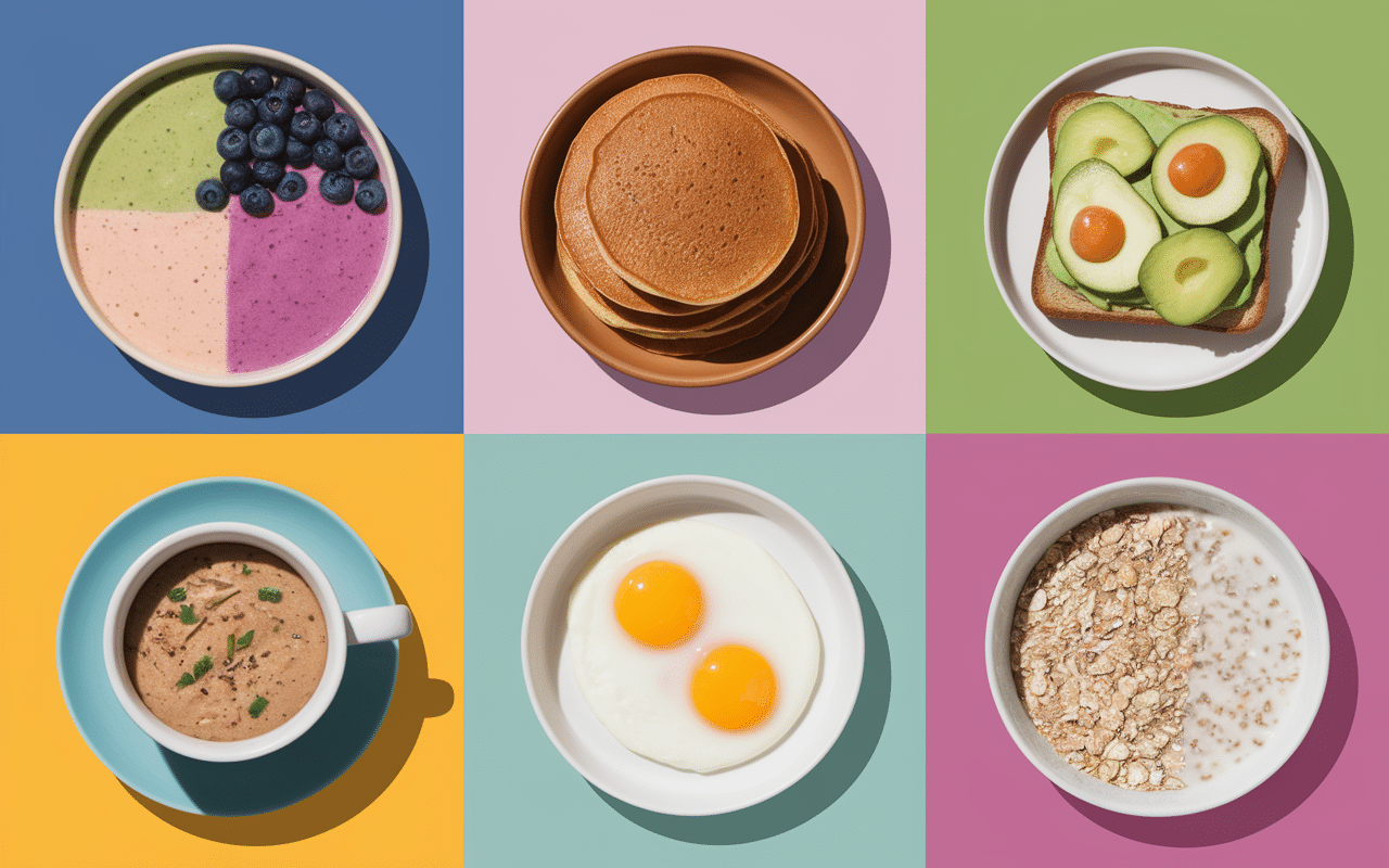 Mosaïque recettes petit déjeuner sans gluten variées