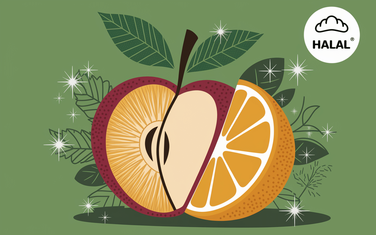 Coupe pomme orange pectine halal