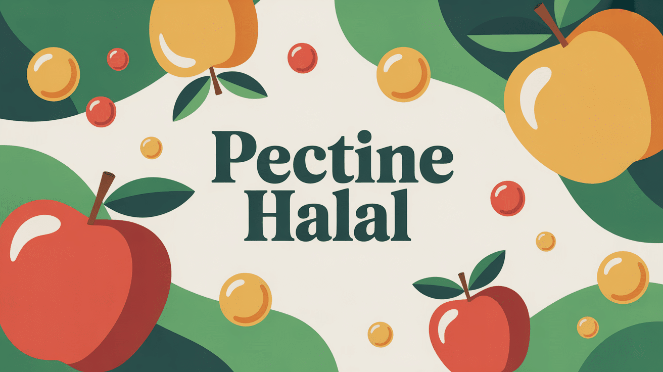 Illustration pectine halal avec fruits et molécules