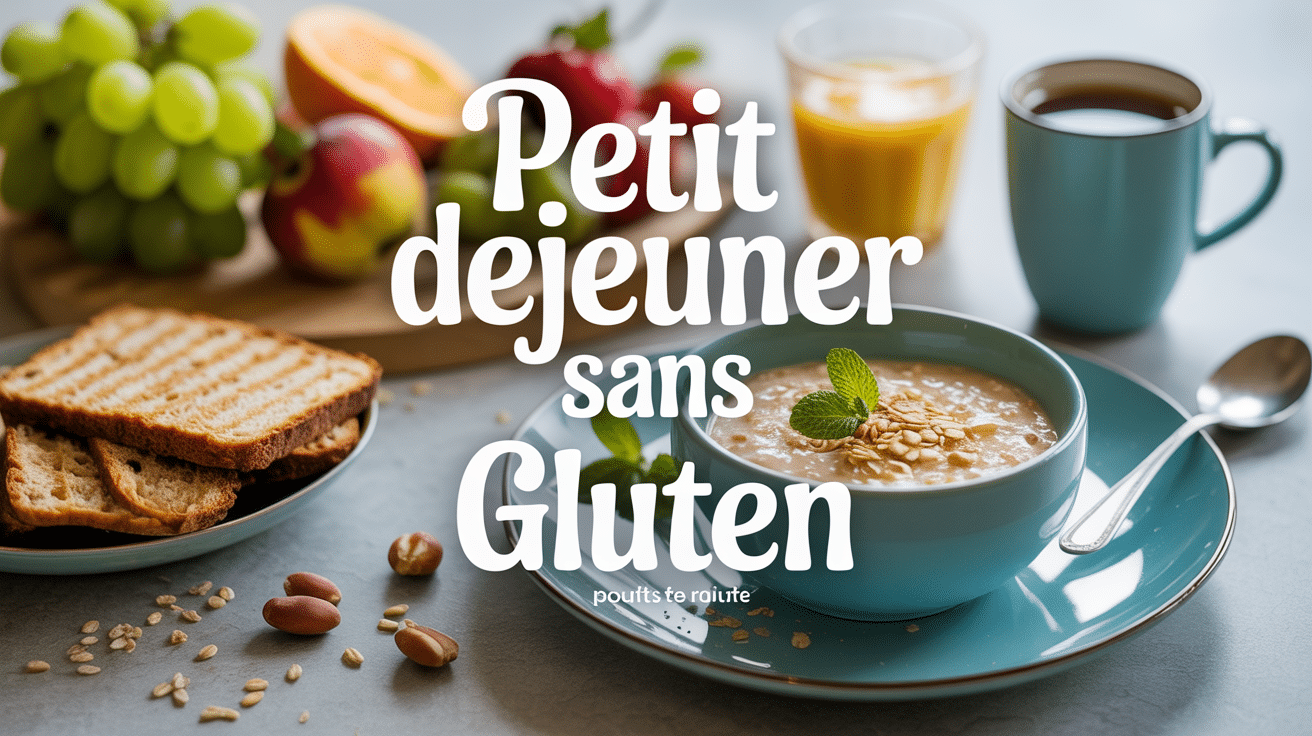 Petit déjeuner sans gluten élégant avec porridge, fruits et pain grillé