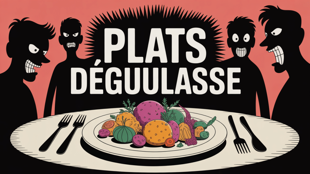 Plats dégueulasse assiette étrange et grimaces personnages