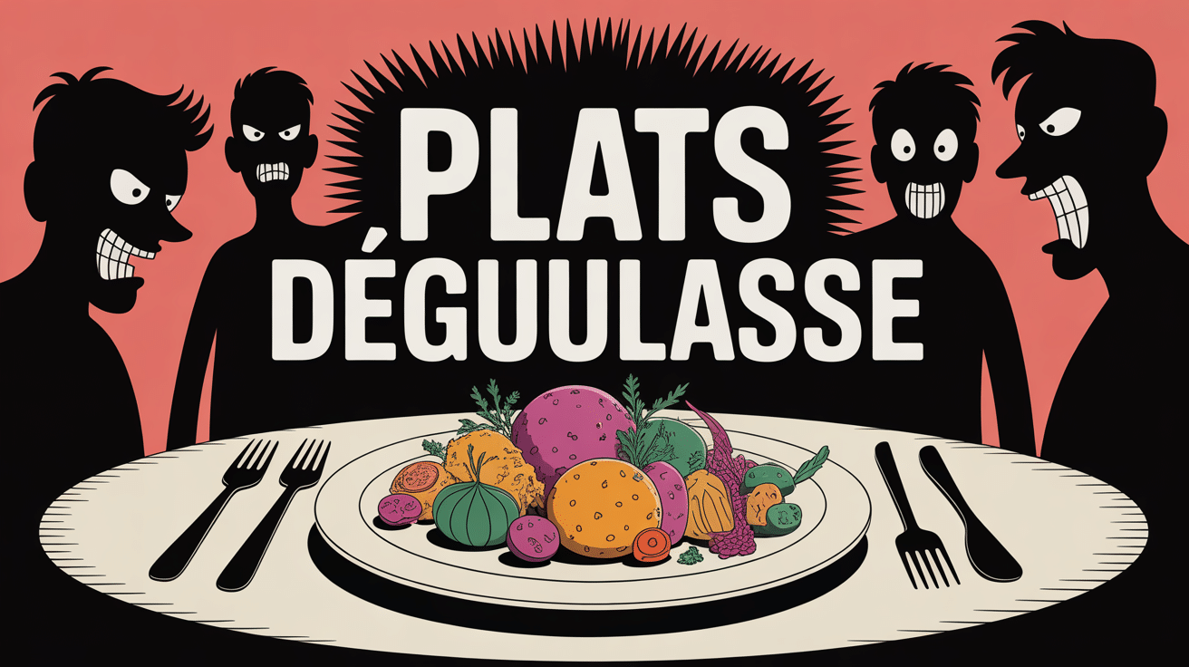 Plats dégueulasse assiette étrange et grimaces personnages