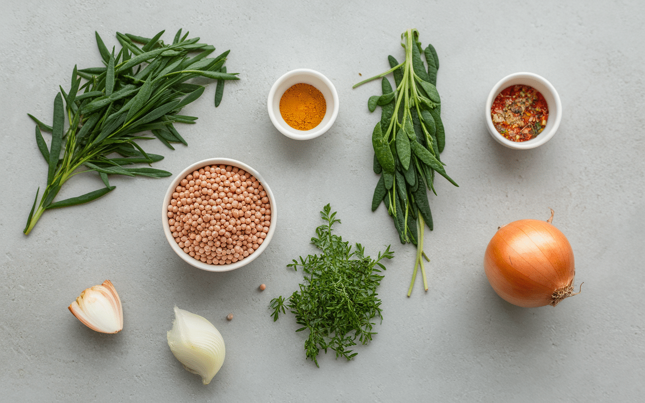 recette falafel au four ingrédients sur plan