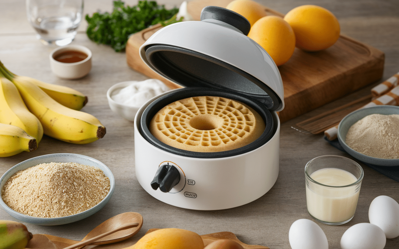 Préparation des gaufres bananesques Chicchew avec ingrédients