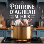 Recette poitrine d'agneau au four dorée sortant du four