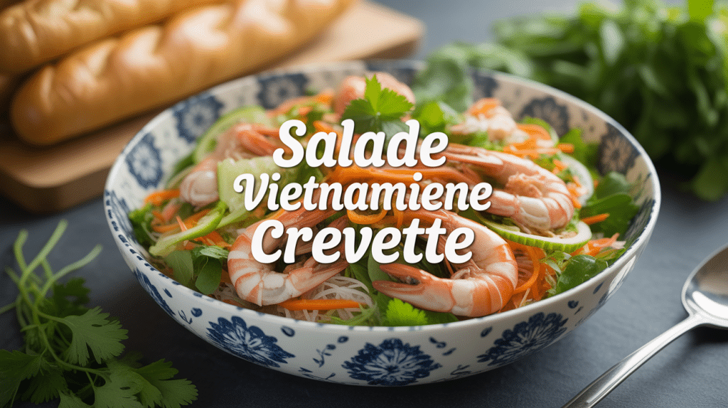 Bol salade vietnamienne crevette vermicelles légumes herbes
