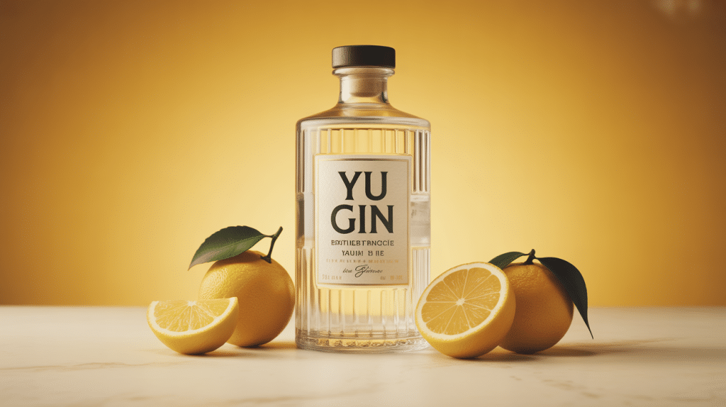 yu gin bouteille transparente avec yuzu distillerie francaise
