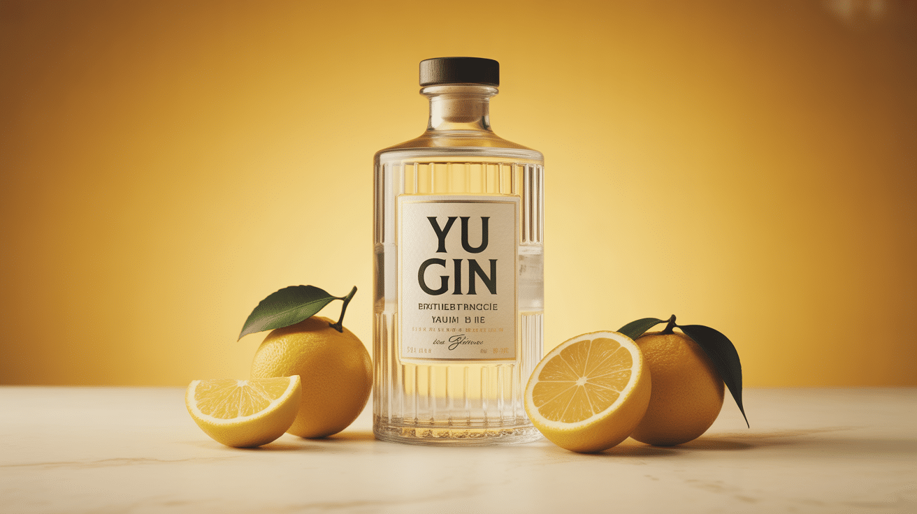 yu gin bouteille transparente avec yuzu distillerie francaise