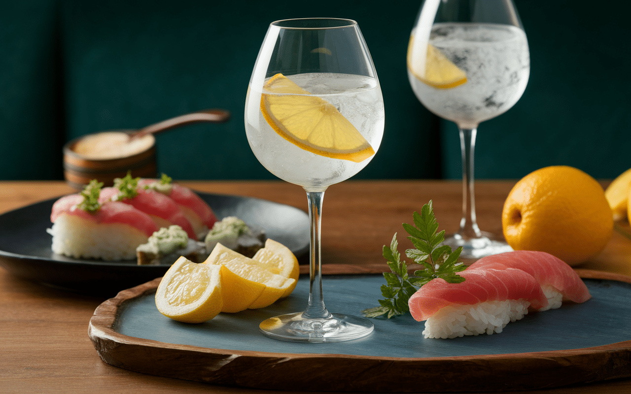 yu gin degustation verre yuzu sushis premium