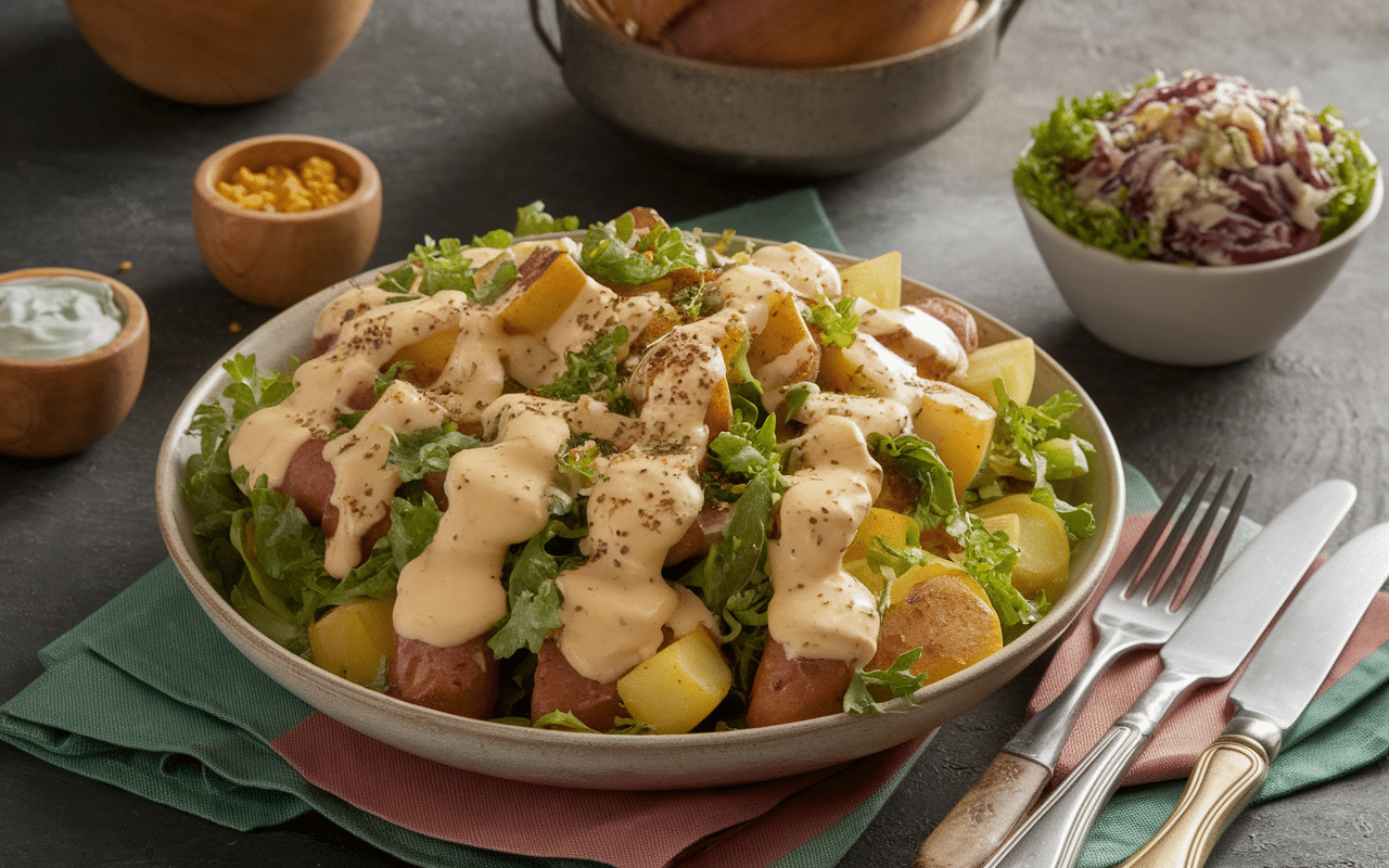 Salade pommes de terre accompagnement saucisse barbecue