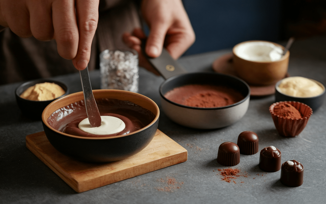 préparation artisanale chocolats d'appellation truffes