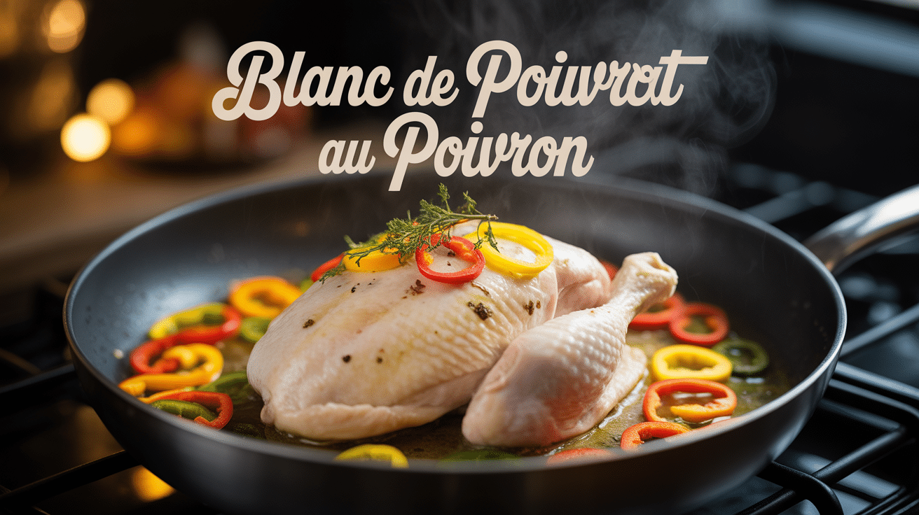 blanc de poulet au poivron en poêle vapeur