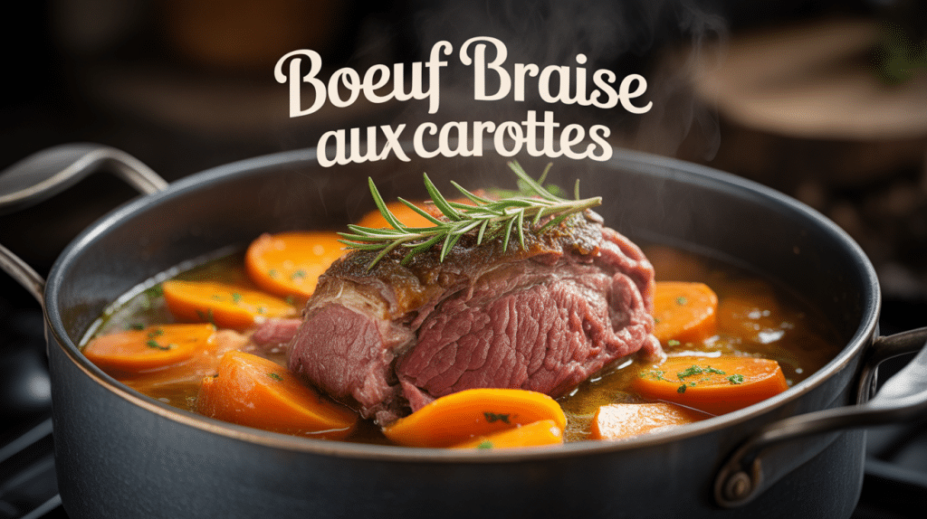 Plat de boeuf braisé aux carottes dans cocotte