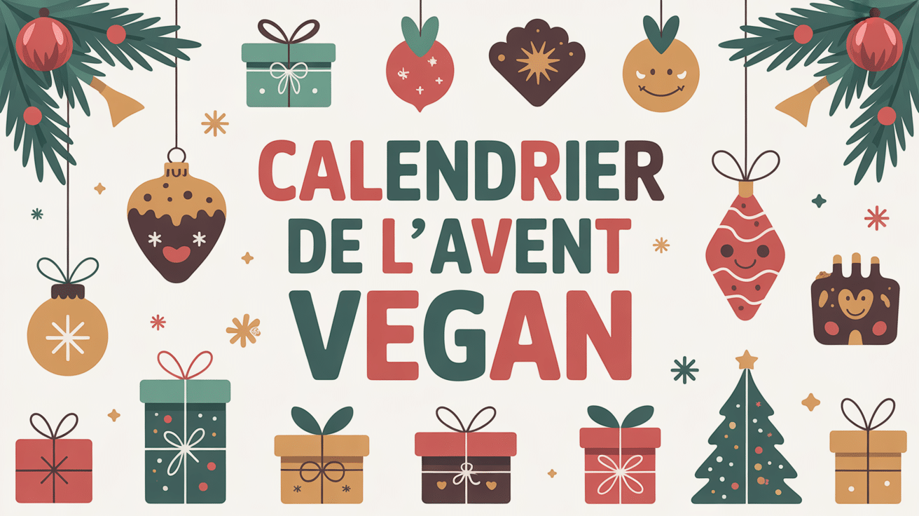 calendrier de l avent vegan avec chocolats végétaux et décor de Noël