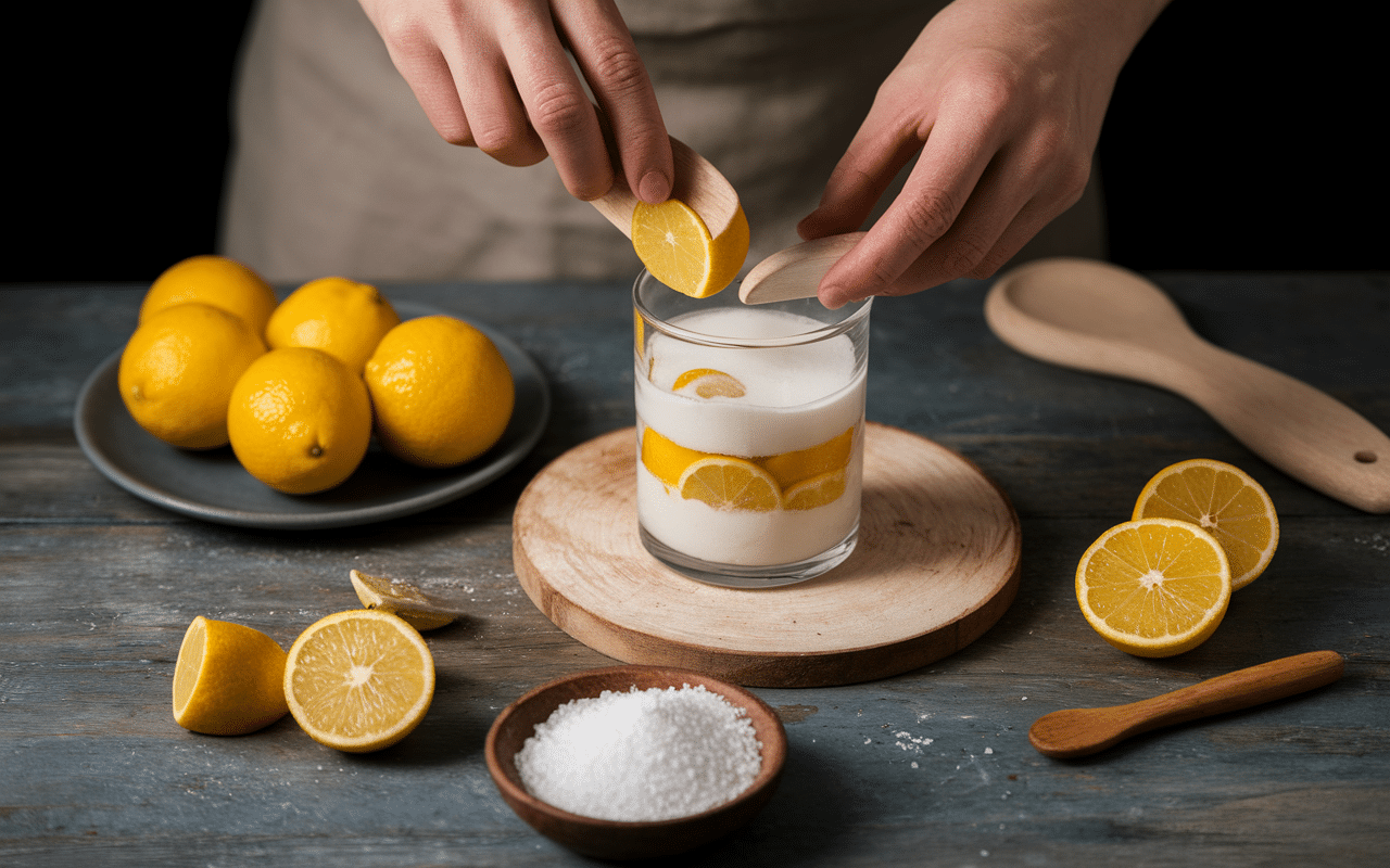 Préparation citron confit sucre en bocal étapes