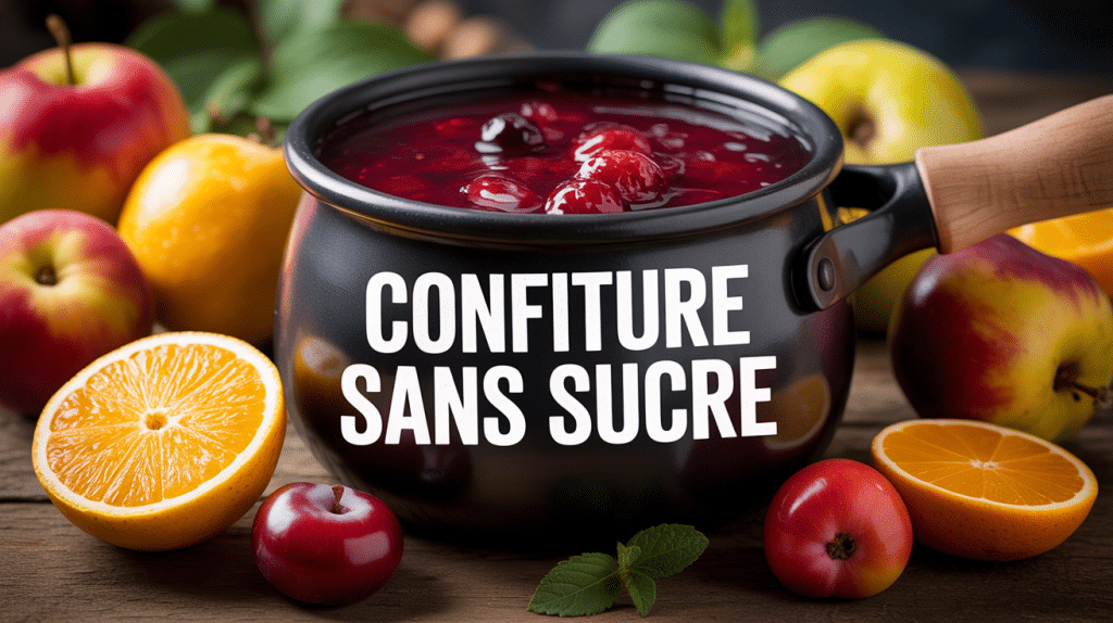 Confiture sans sucre avec fruits frais pot ouvert