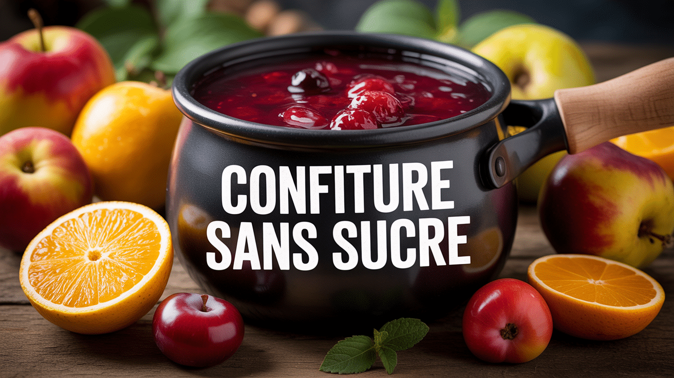 Confiture sans sucre avec fruits frais pot ouvert