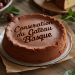 Conservation gateau basque doré sur table ambiance familiale