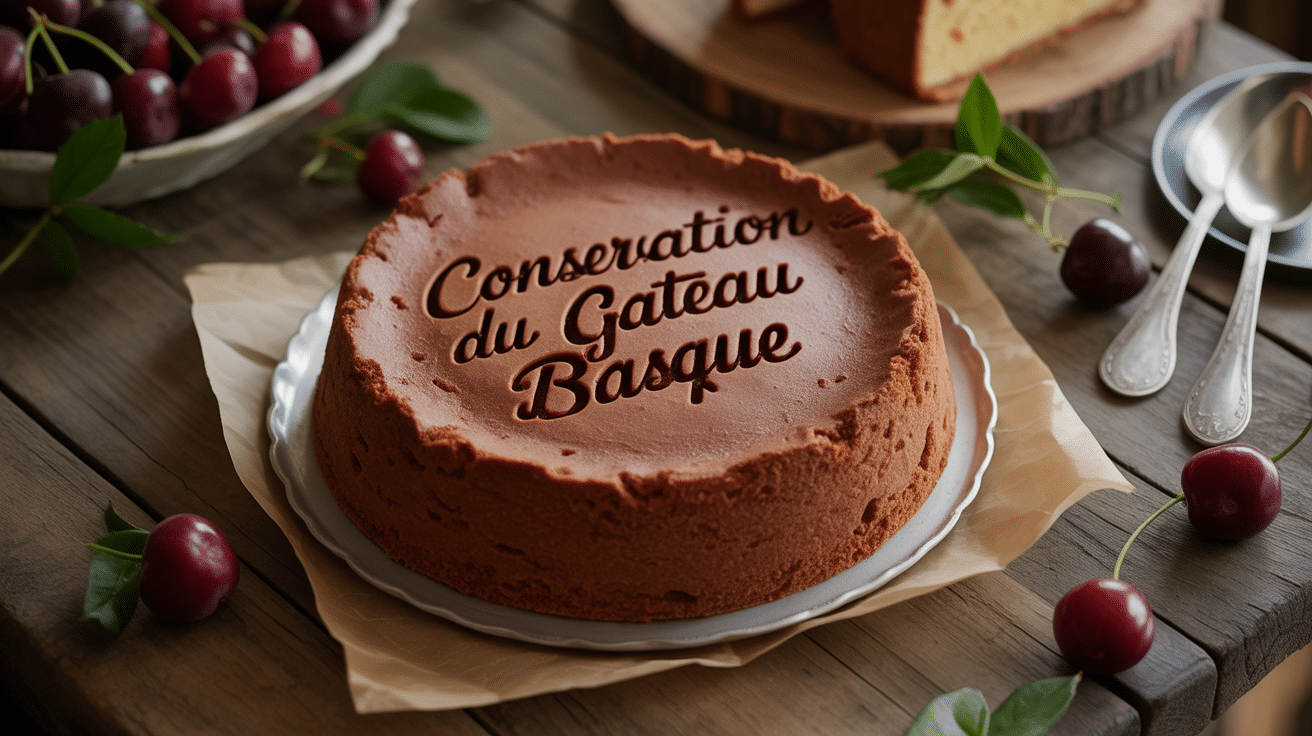 Conservation gateau basque doré sur table ambiance familiale