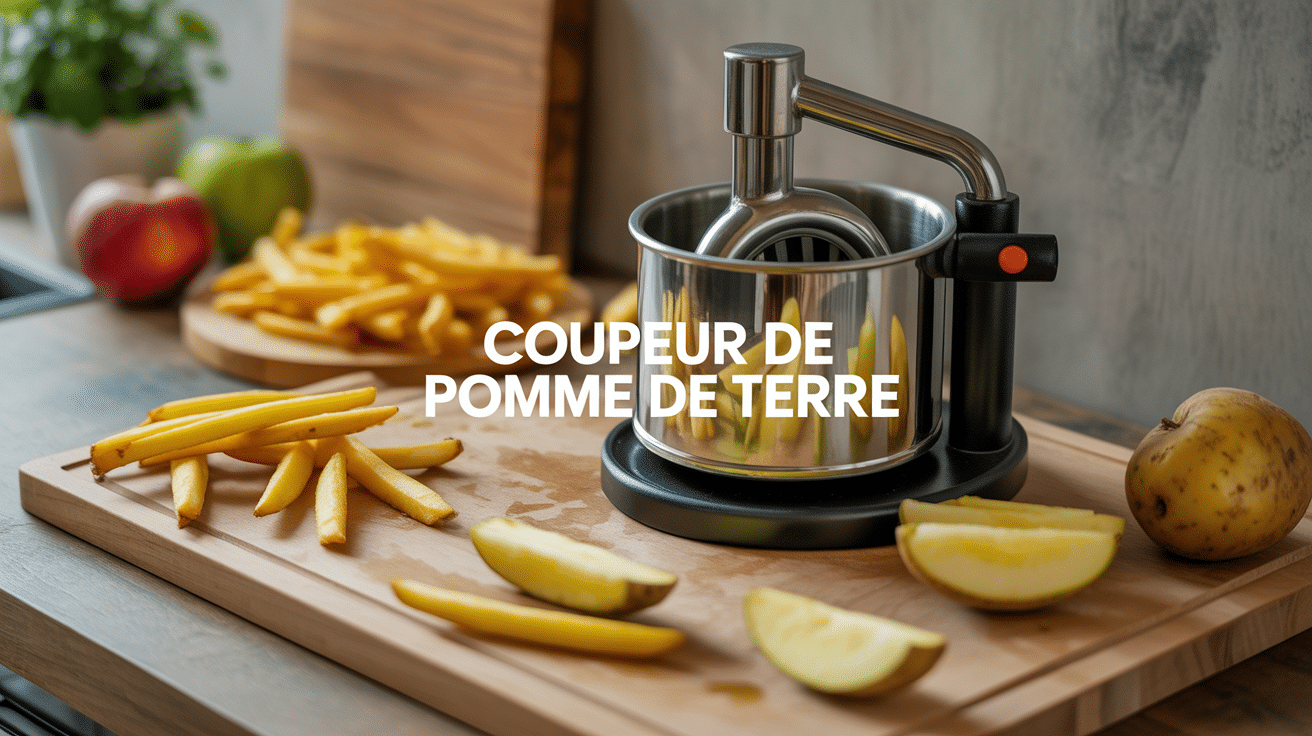 Coupeur de pomme de terre inox avec frites fraiches