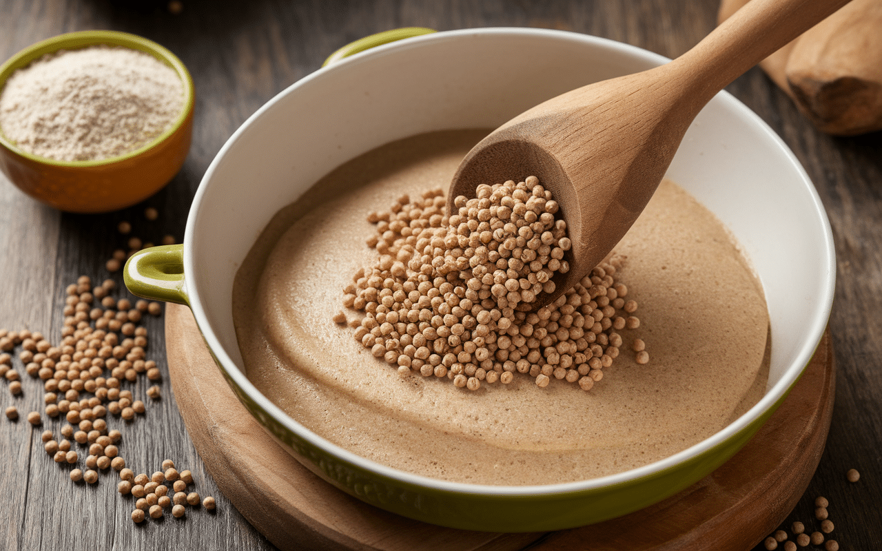 pâte crêpe sarrasin sucre grains saladier