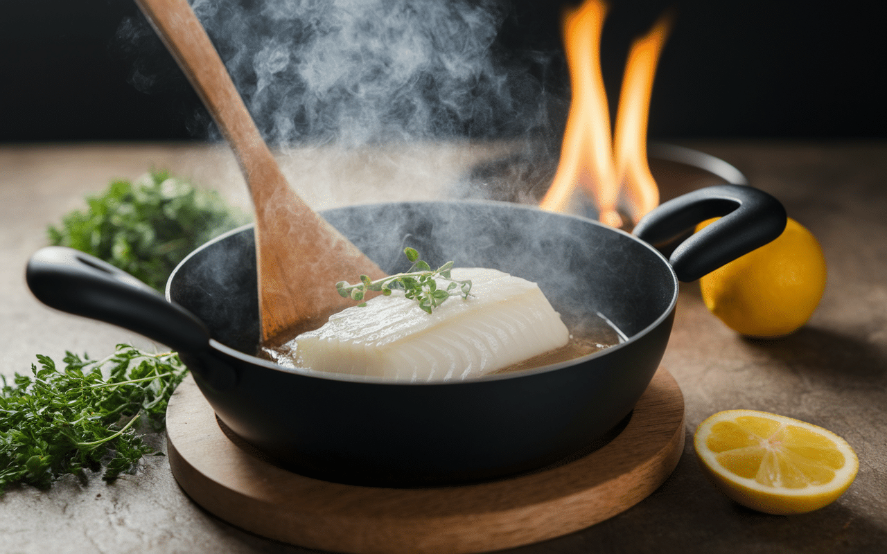 filet de lingue poele vapeur citron herbes