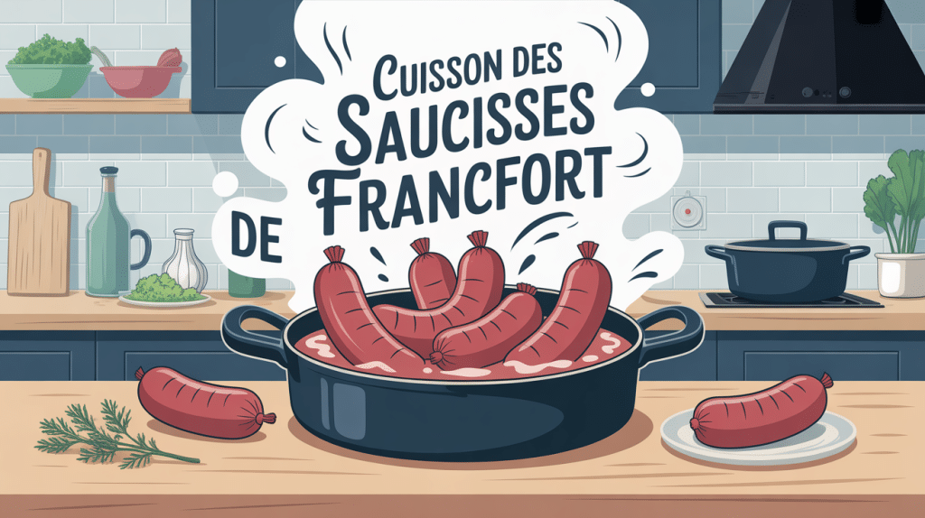 Cuisson saucisse de Francfort dans eau frémissante