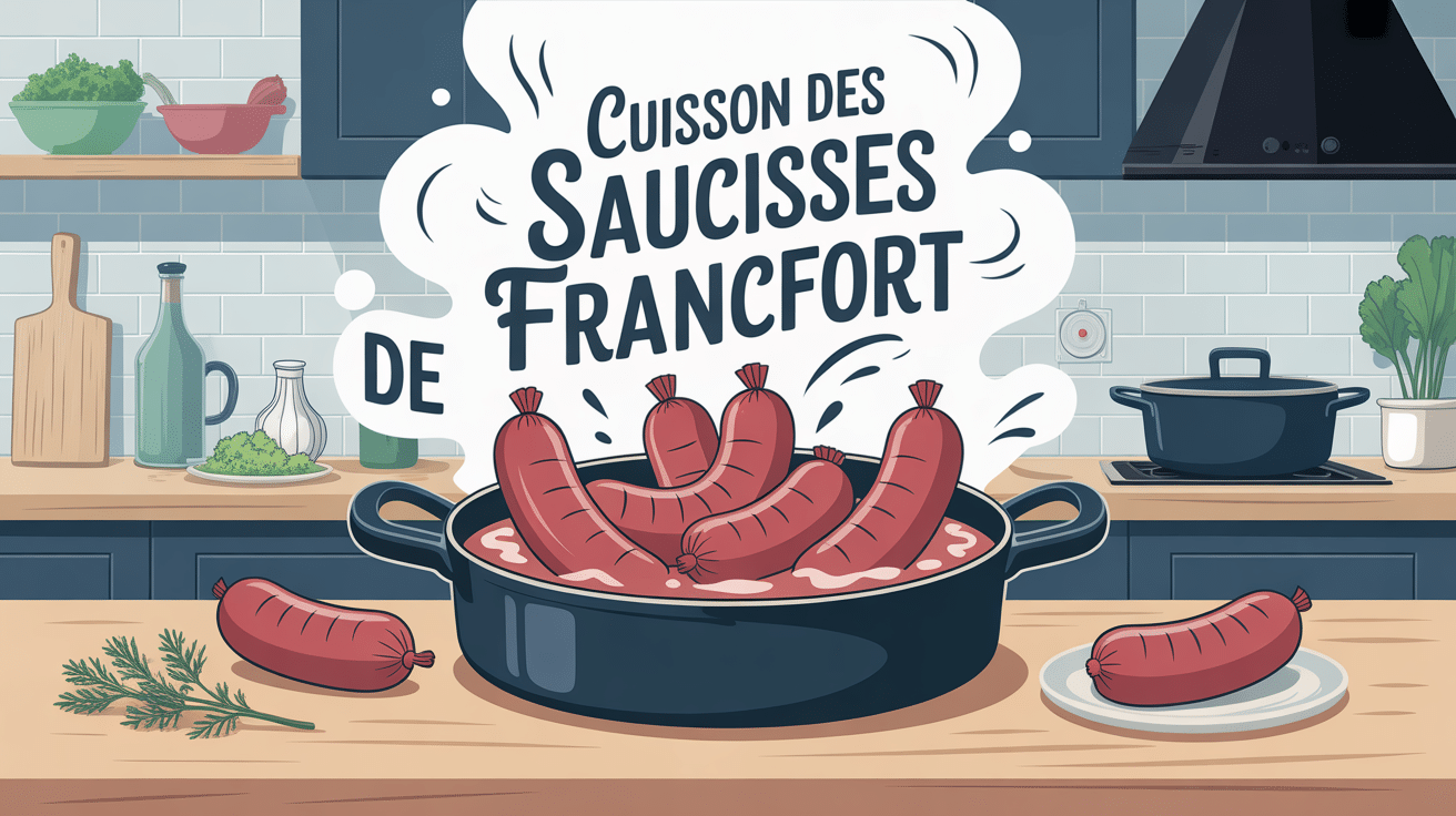Cuisson saucisse de Francfort dans eau frémissante