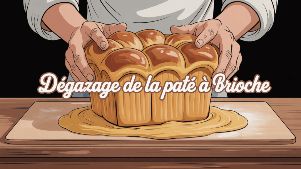 Dégazer une pâte à brioche mains sur plan de travail