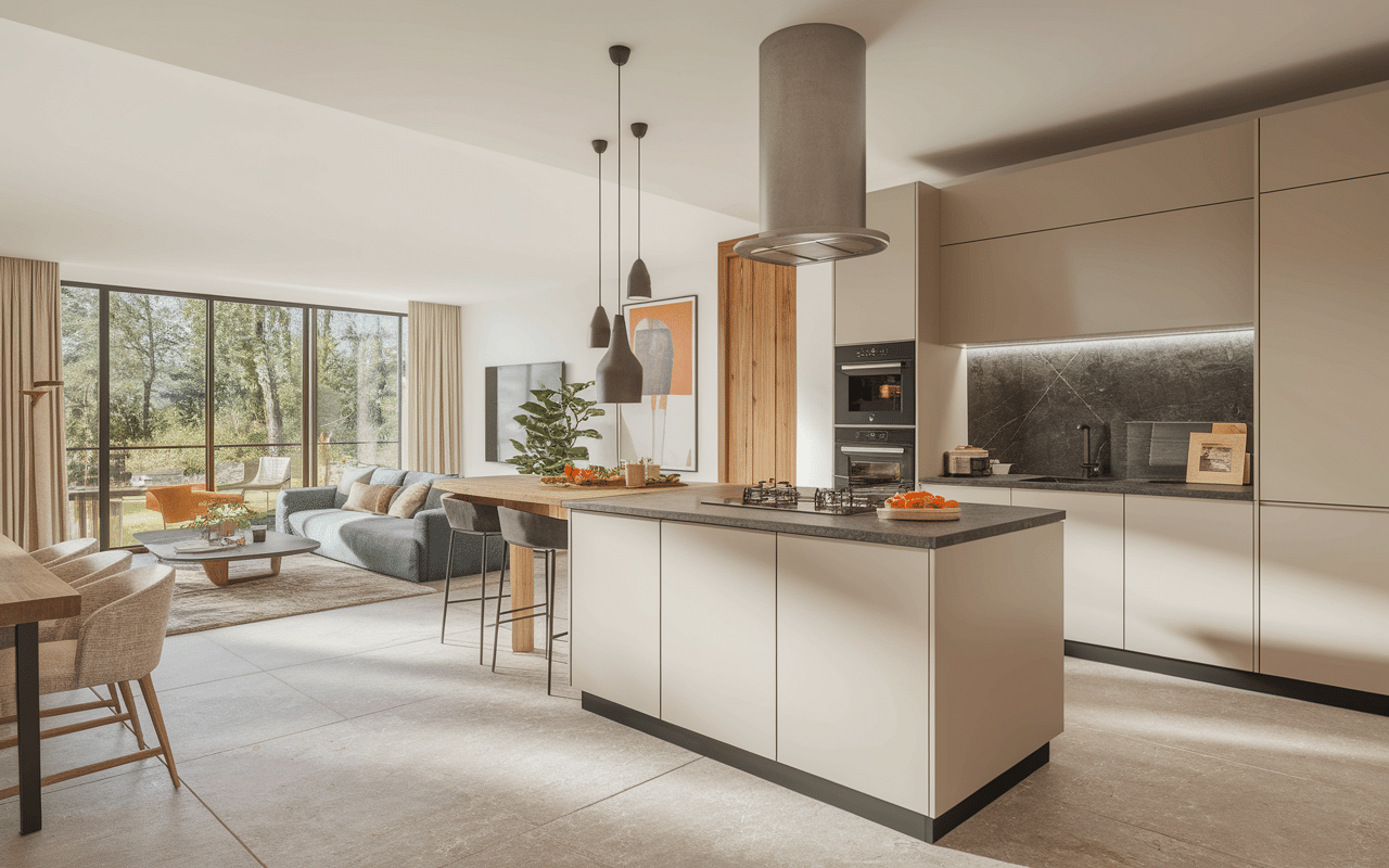 Cuisine ouverte agencement plat en u convivial