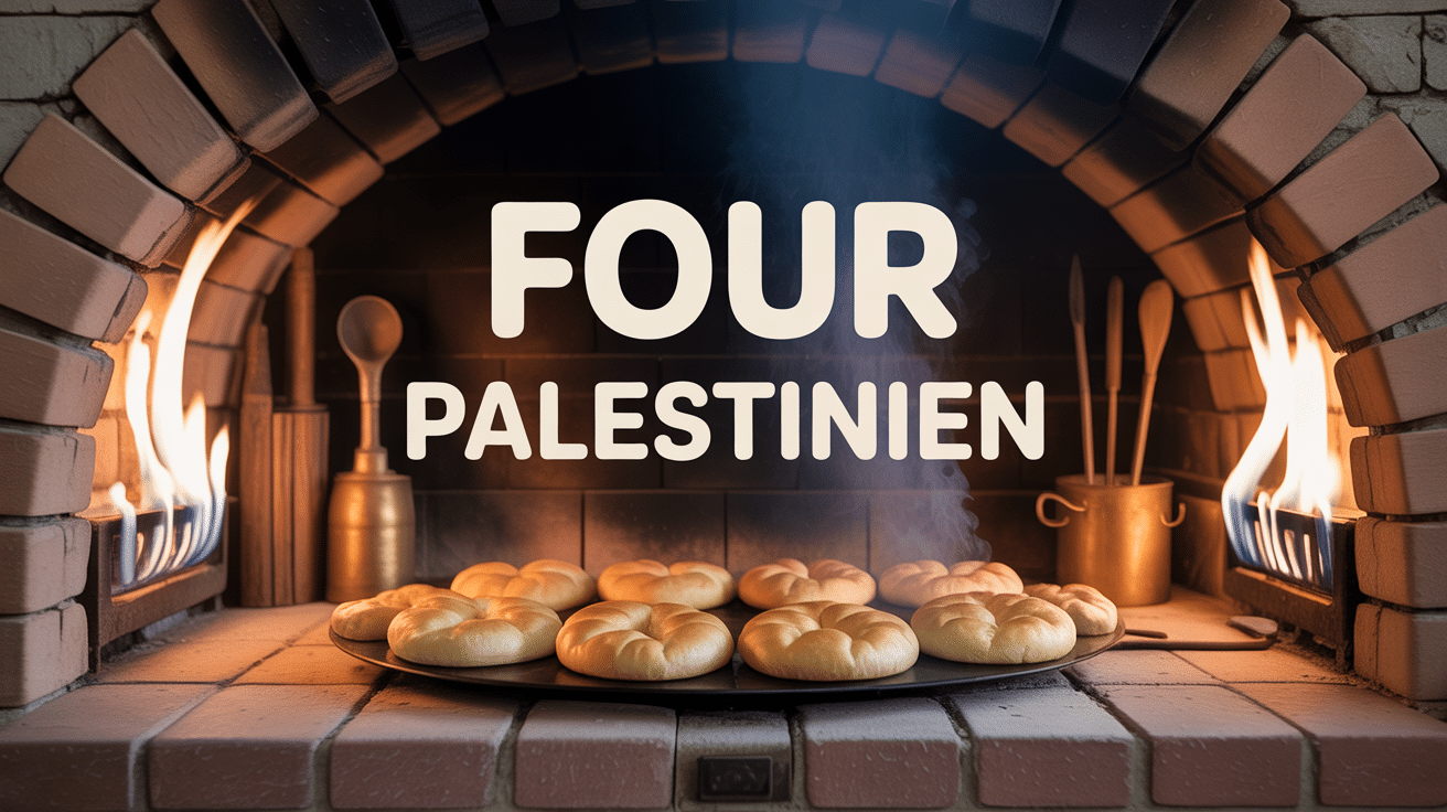 Four palestinien traditionnel en argile, pain en cuisson sur flammes