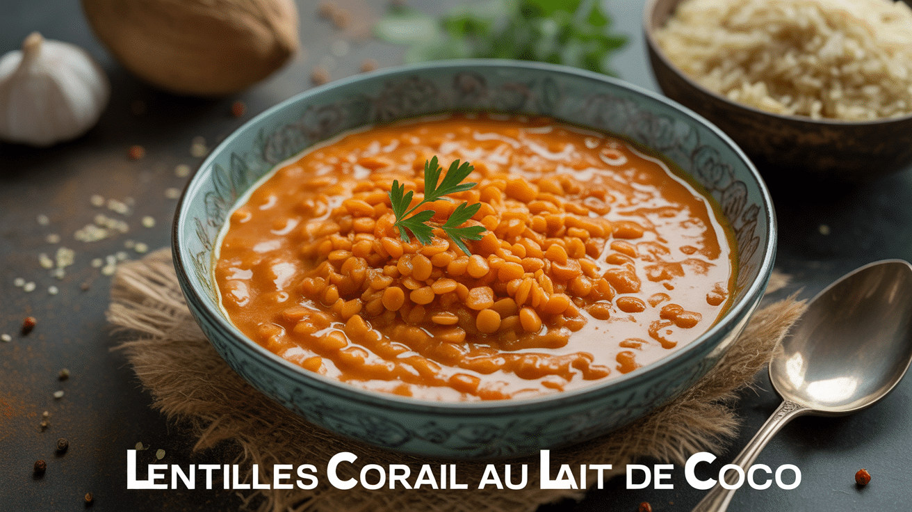 bol lentilles corail au lait de coco recette et riz basmati