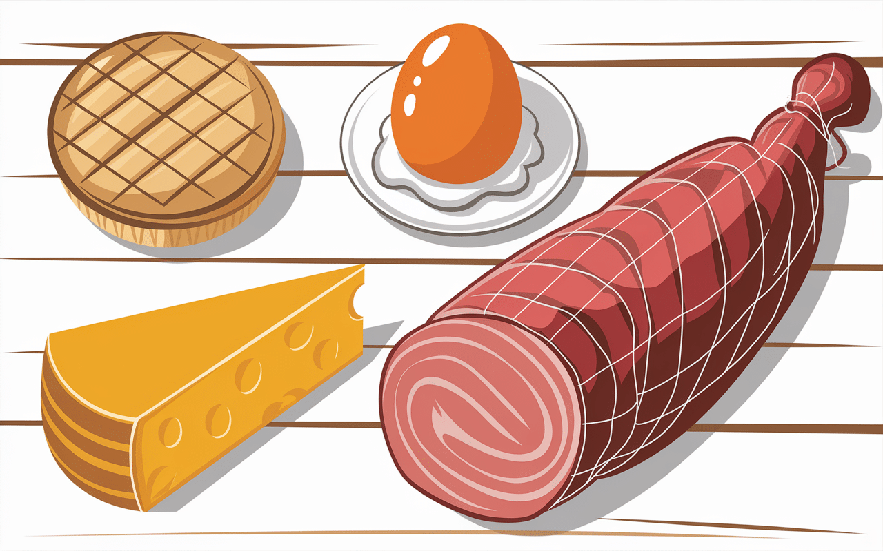 mac morning ingredients muffin oeuf fromage jambon