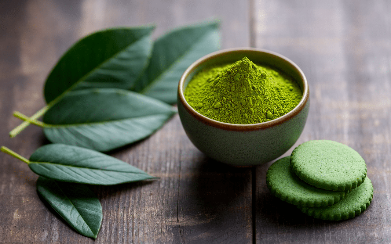 Biscuits matcha et poudre the vert composition zen
