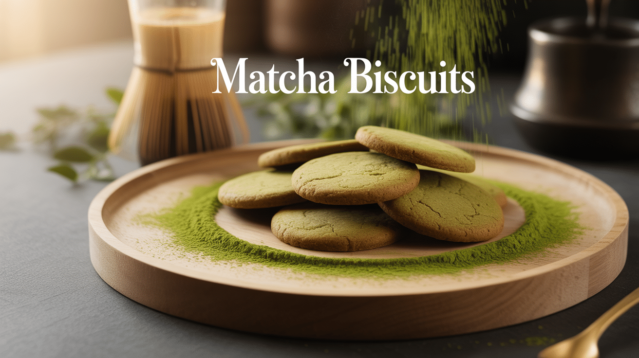 Plateau bois matcha biscuits et the vert