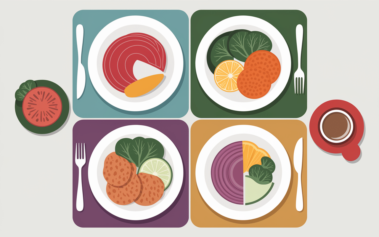 Assiettes variées menu du mois équilibré