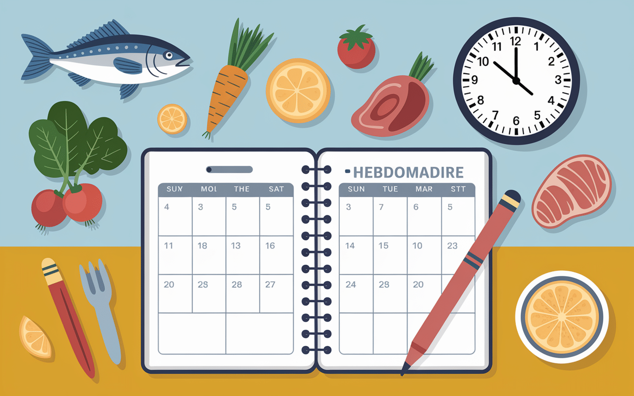 Planning repas menu du mois table