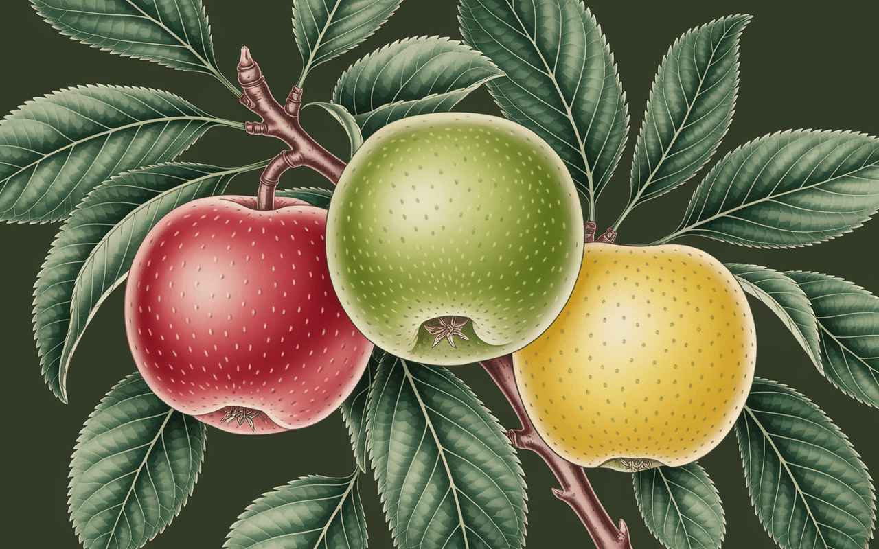 Pommes naturelles sur branche pomme bleue