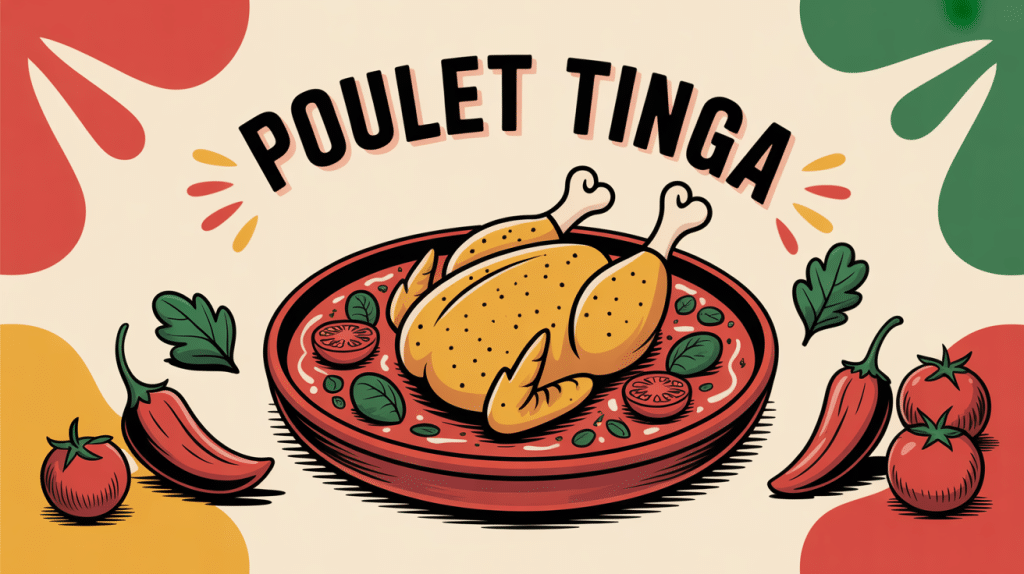 Poulet tinga effiloché en sauce rouge, plat mexicain