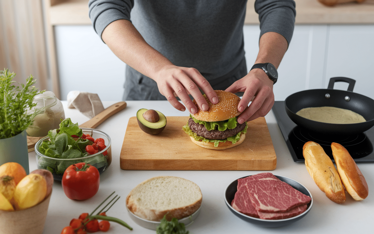 préparer california hamburger healthy avec avocat et ingrédients frais