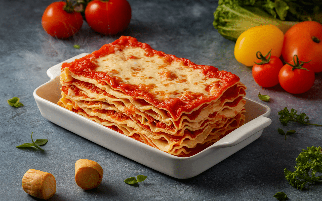 Lasagne traditionnelle et cannellonis avec feuilles fraîches